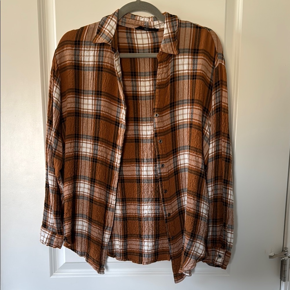 Men's Brown Plaid Shirt